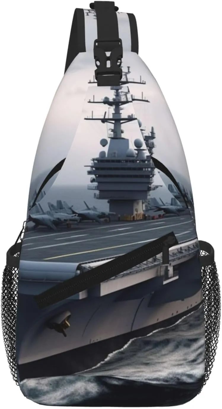 Aircraft Carrier Sling Bag For Women Men Travel Hiking Backpack Crossbody Shoulder Chest Bags Casual Daypack