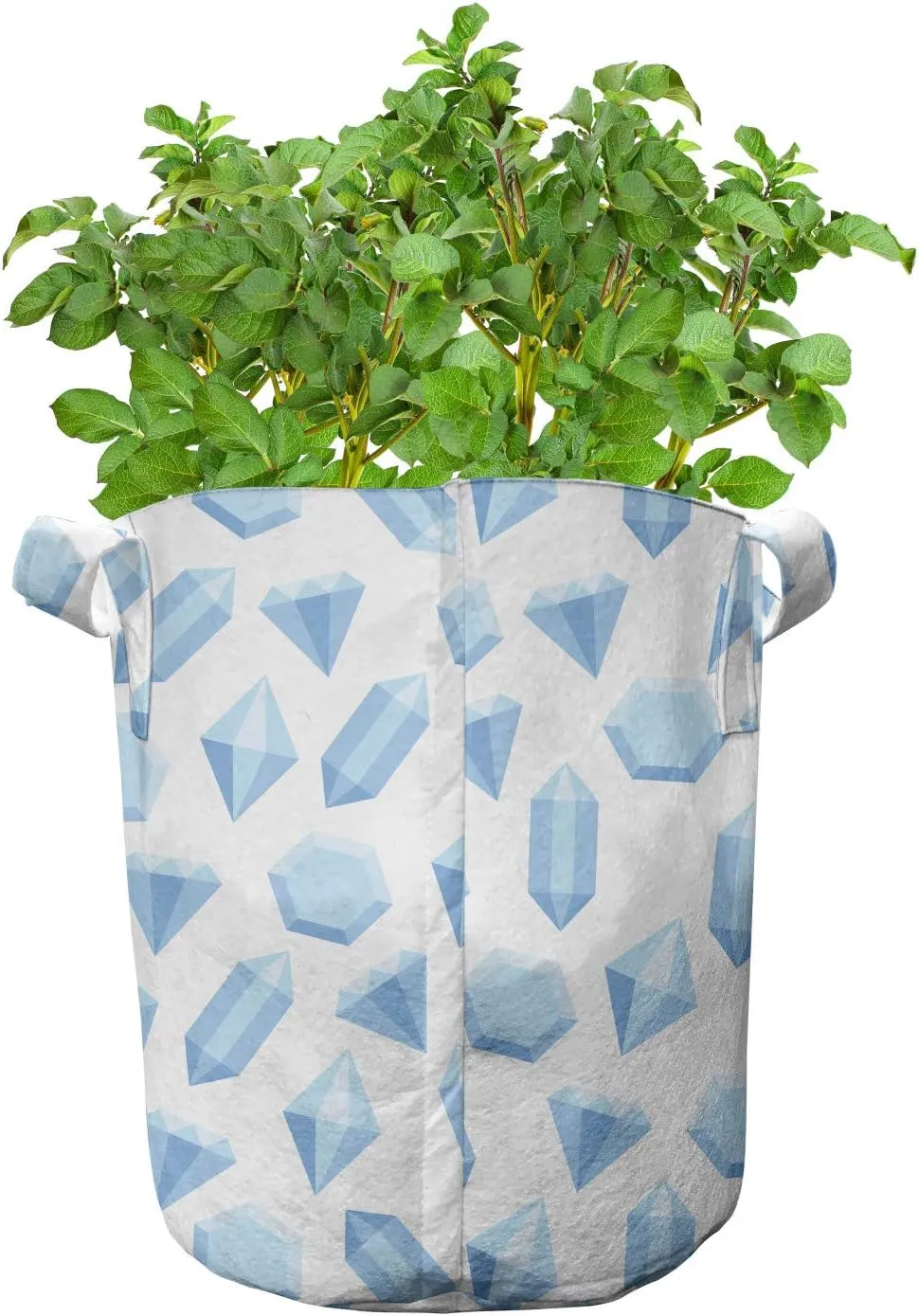 Ambesonne Geology Grow Bags 5-Pack, Gemstones Monochrome Design, Heavyduty Fabric Pots with Handles for Plants, Pale Blue Pale Blue