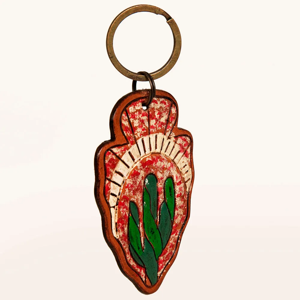 American Darling ADKR207 Hand Tooled Carved Genuine Leather Keyring