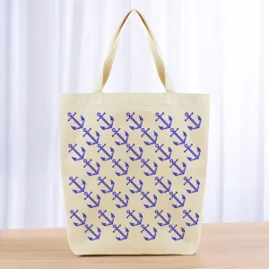 Anchor Pattern Tote Bag - blue