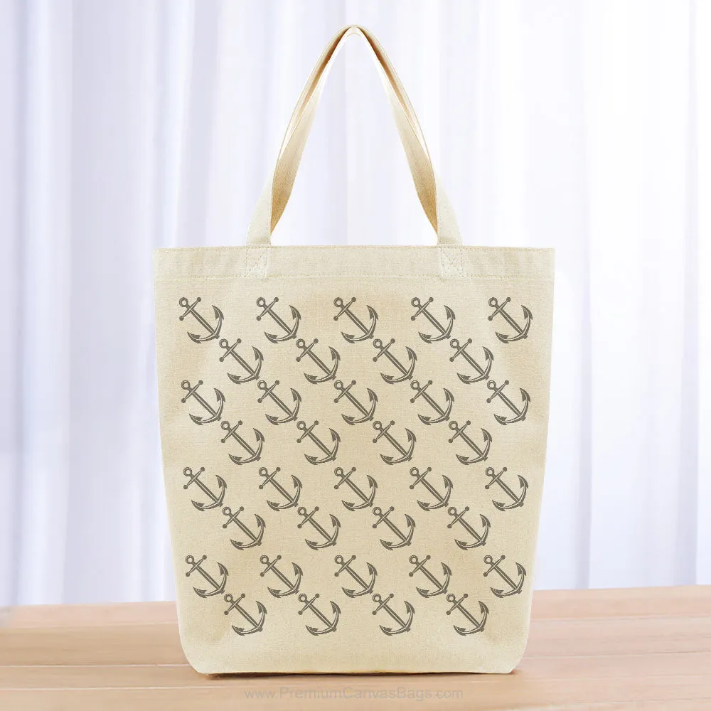 Anchor Pattern Tote Bag - gray