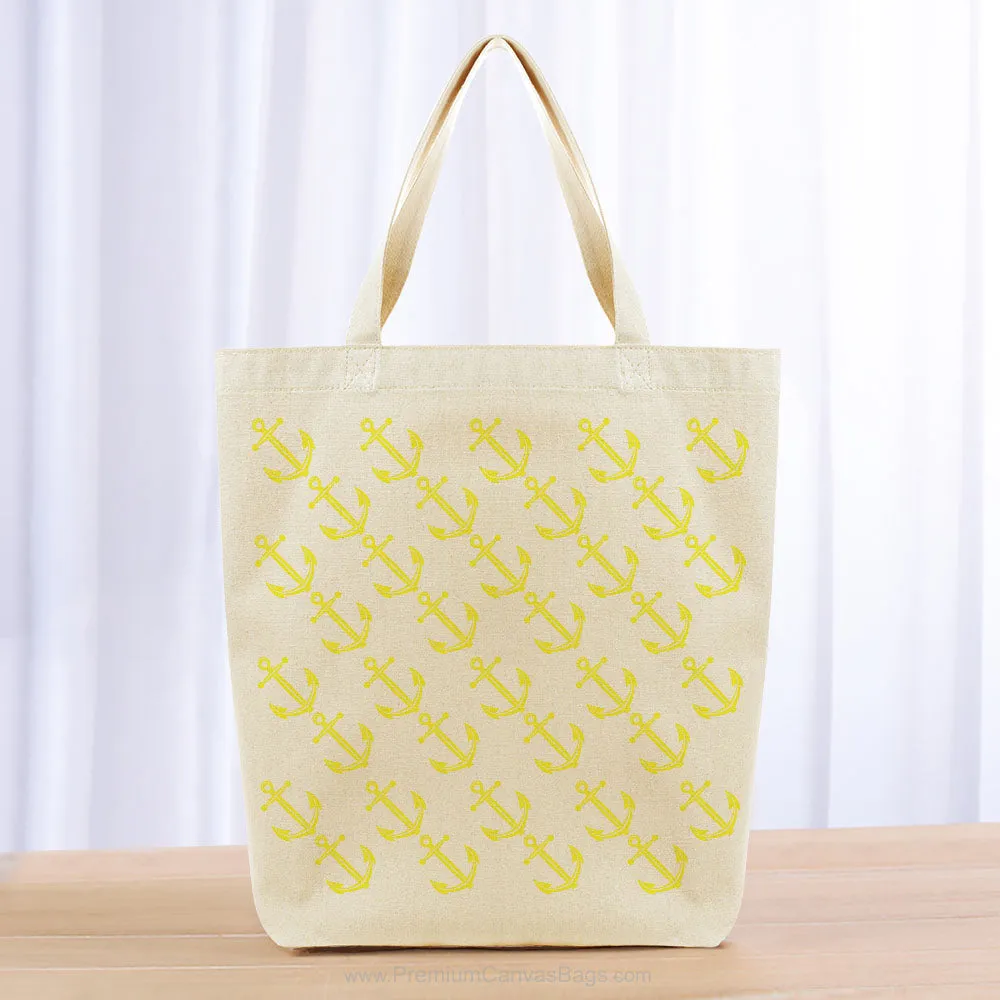 Anchor Pattern Tote Bag - yellow