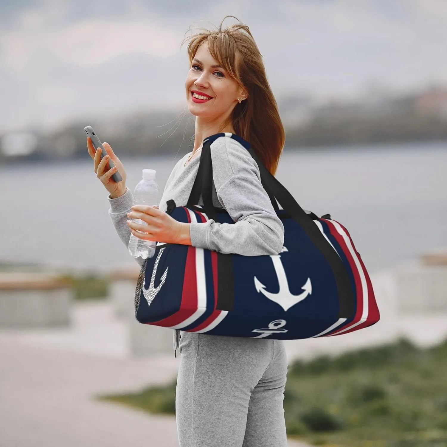 Anchor Travel Duffel Bag Large Foldable Waterproof Overnight Bag For Beach Swim Bags Pool Sports Gym