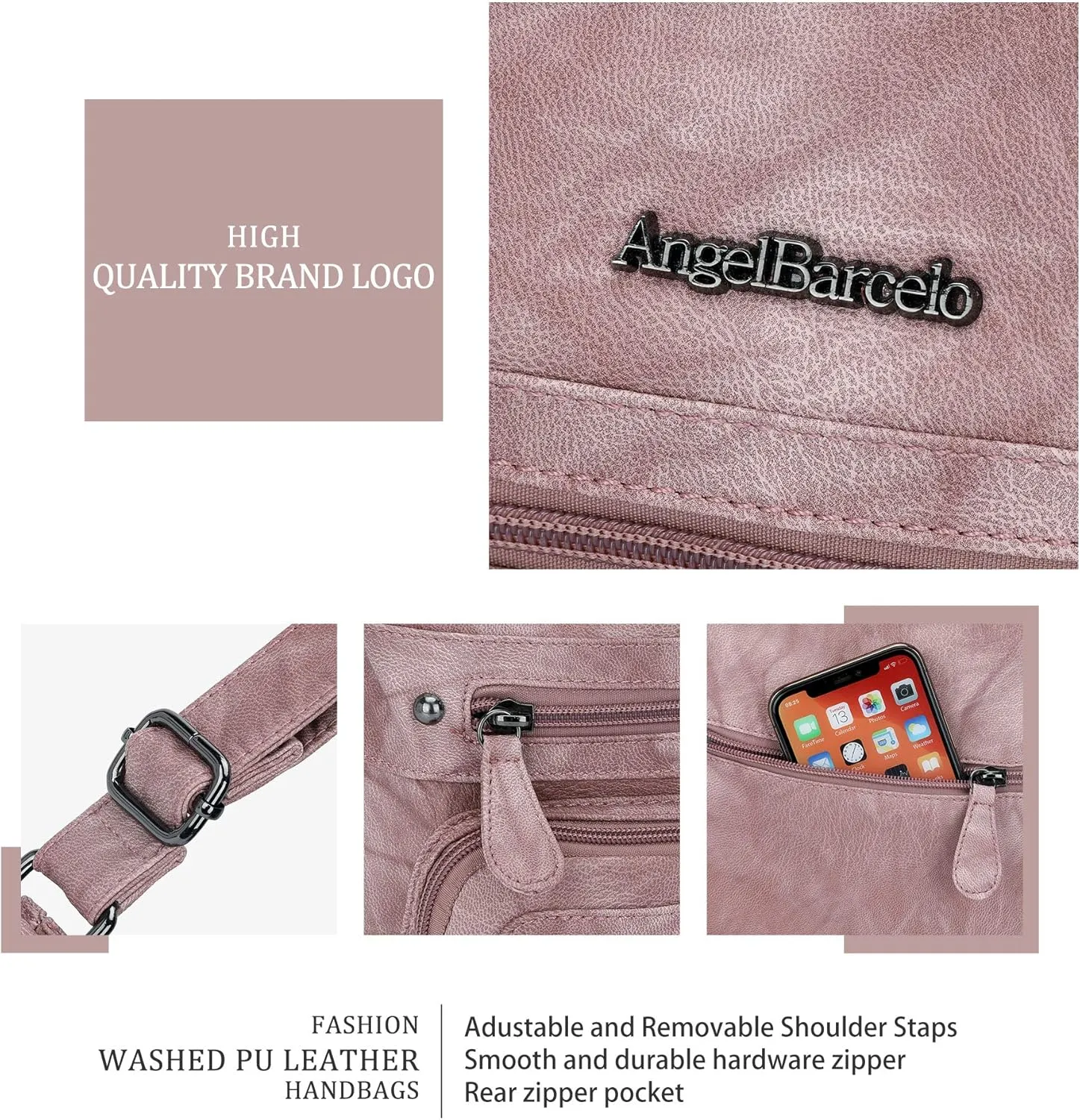 Angel Barcelo Crossbody Bags for Women,Ultra Soft Leather Purses for Women