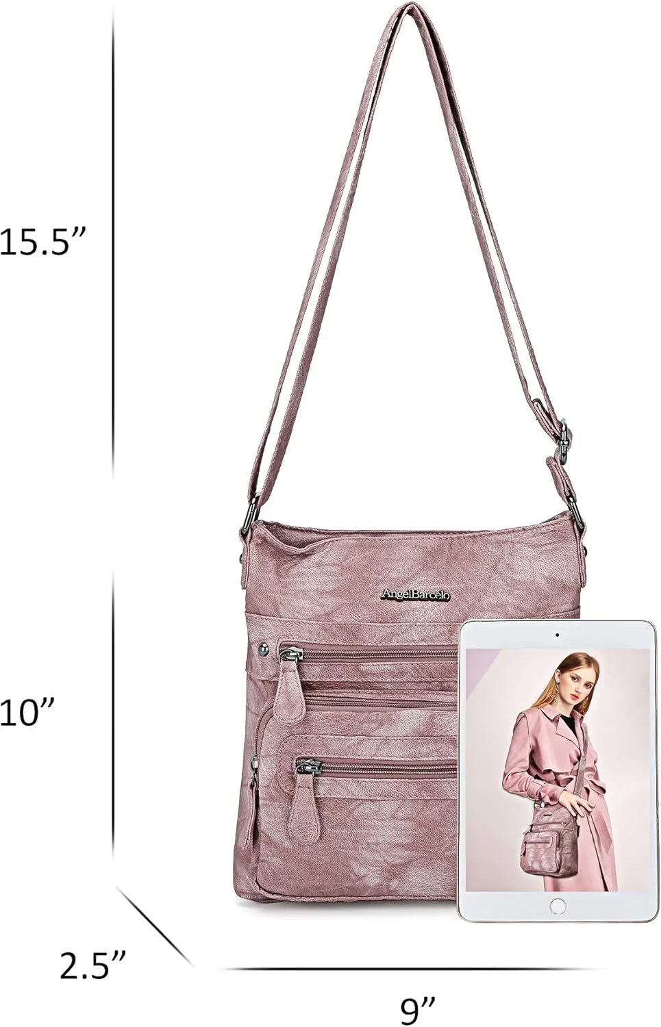 Angel Barcelo Crossbody Bags for Women,Ultra Soft Leather Purses for Women