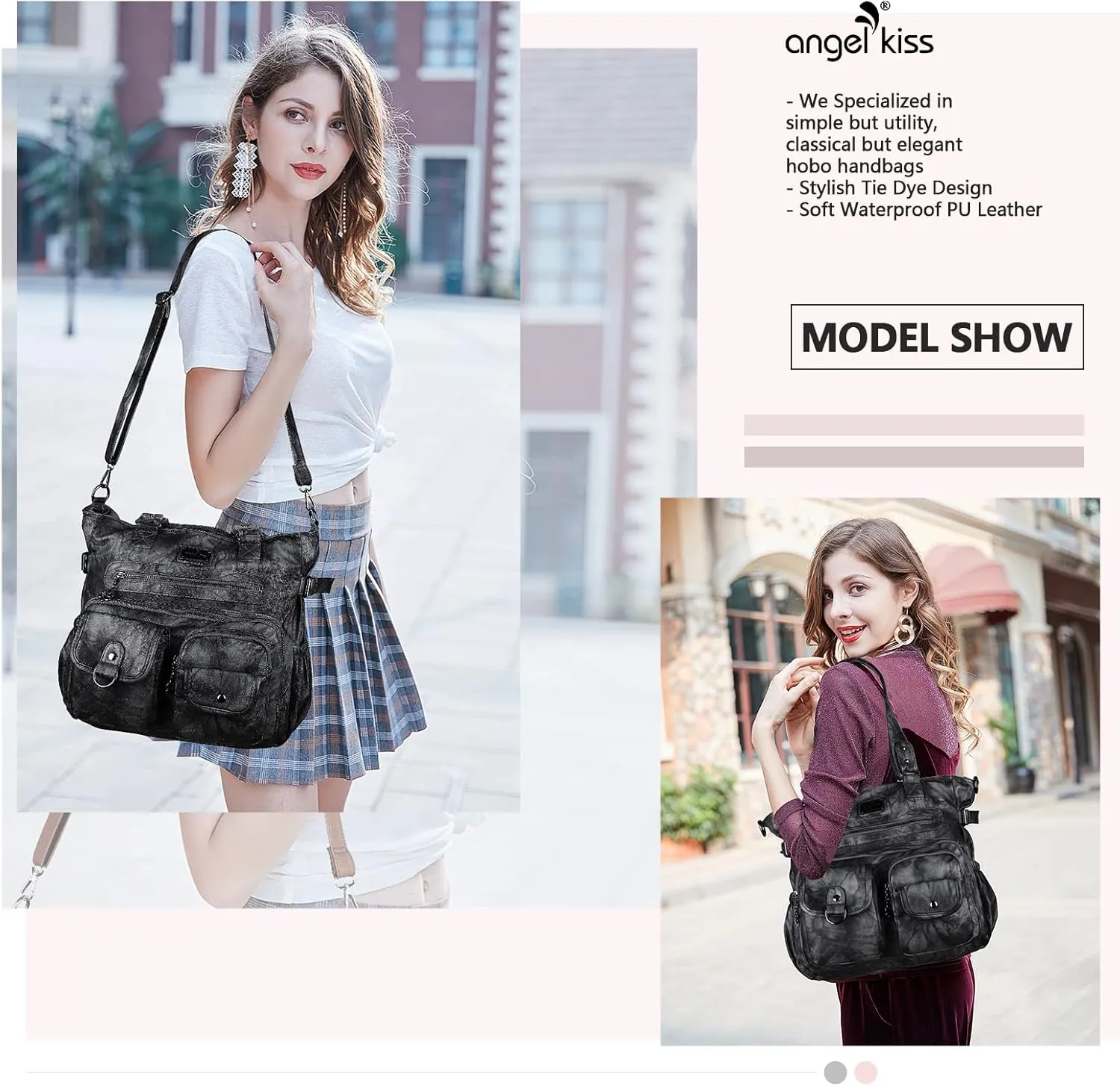 Angelkiss Purses Handbags for Women PU Tote Satchel Bags for Women Pockets Shoulder Bags…