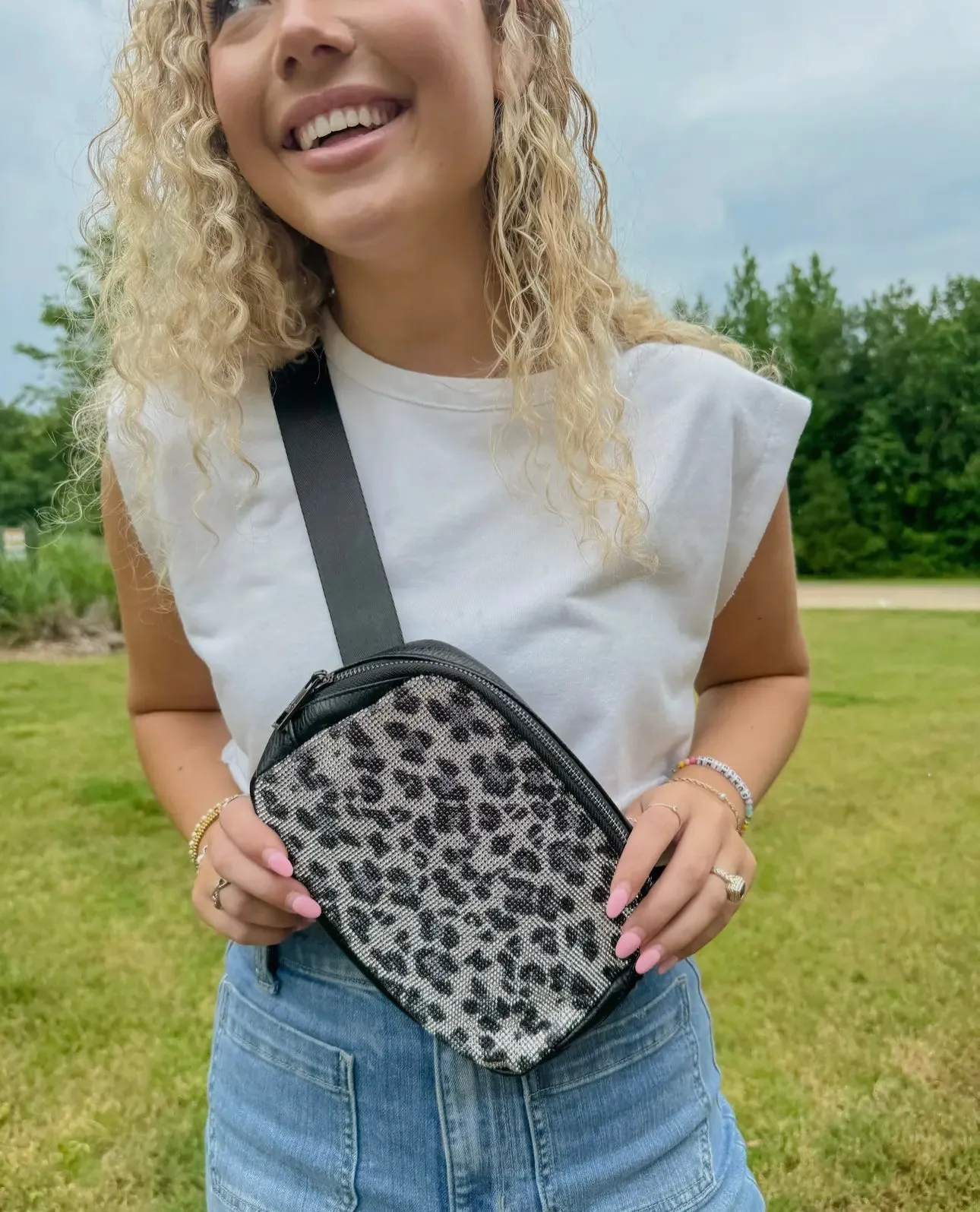 Animal Print Rhinestone Women's C.C Belt Bag