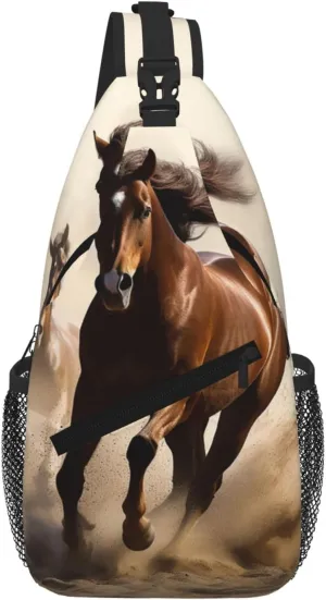 Animals Horse Running Sling Bag For Women Men Travel Hiking Backpack Crossbody Shoulder Chest Bags Casual Daypack