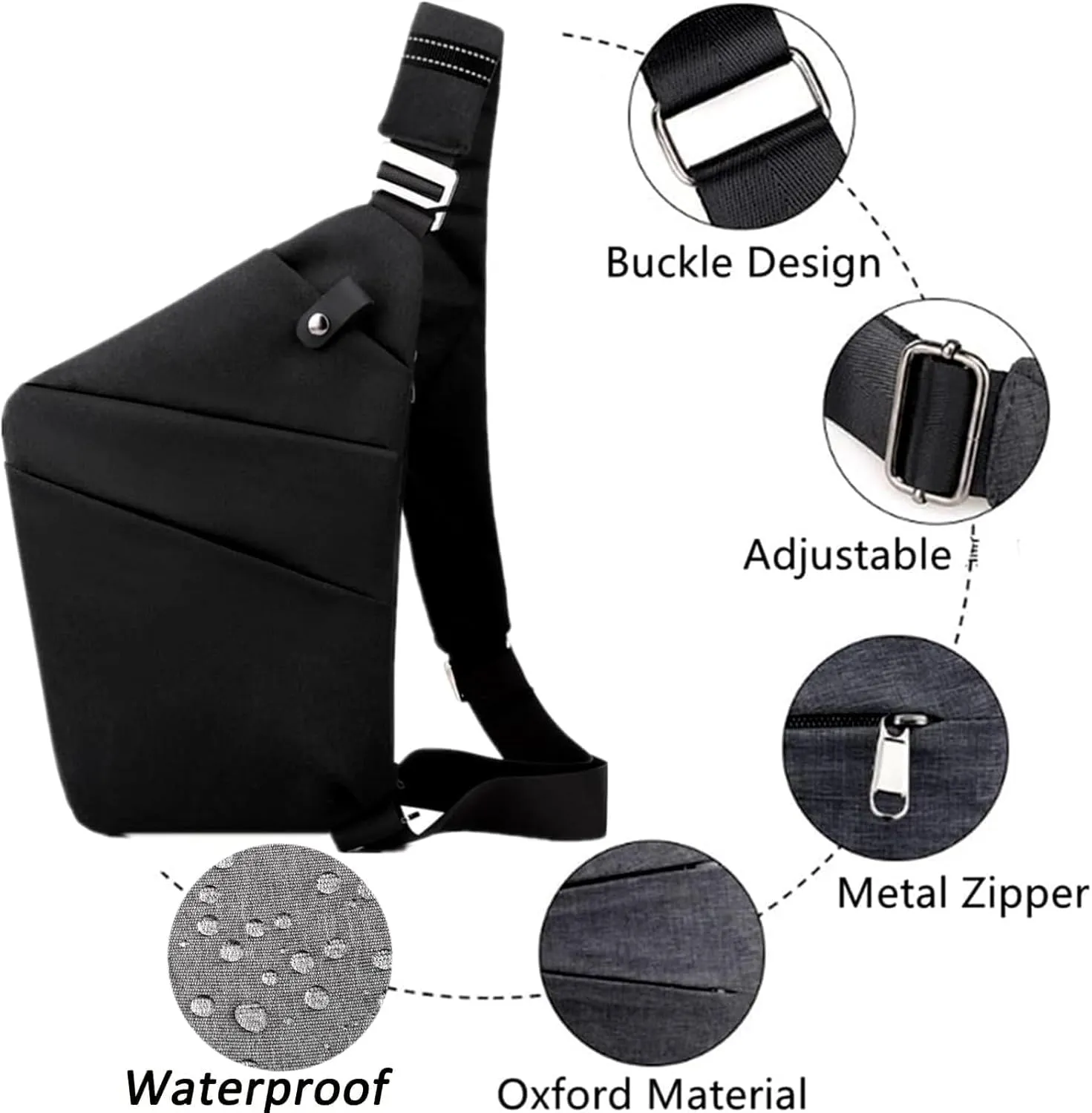 Anti Theft Travel Bag Crossbody,Plus Size Crossbody Bag Extra Long Strap,Multifunctional Large Capacity (black,Left shoulder)