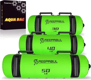 Aqua Bags for Workout 5-45lbs - Ultimate Core Water Weights Aqua Bag - Portable Stability Fitness -Stability, Core and Balance Training - Portable Fitness Equipment - Includes Three Bags