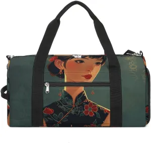 Asian Women Style Gym Bag Sport Gym Tote Bag Lightweight Duffle Bag Carry On Weekender Bags for Women Men