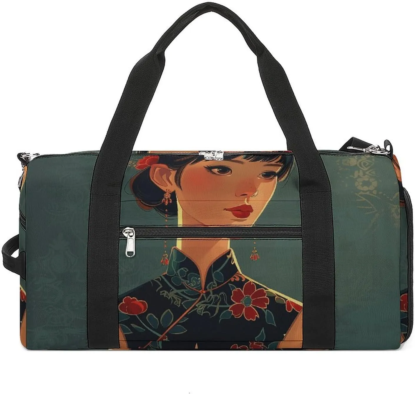Asian Women Style Gym Bag Sport Gym Tote Bag Lightweight Duffle Bag Carry On Weekender Bags for Women Men