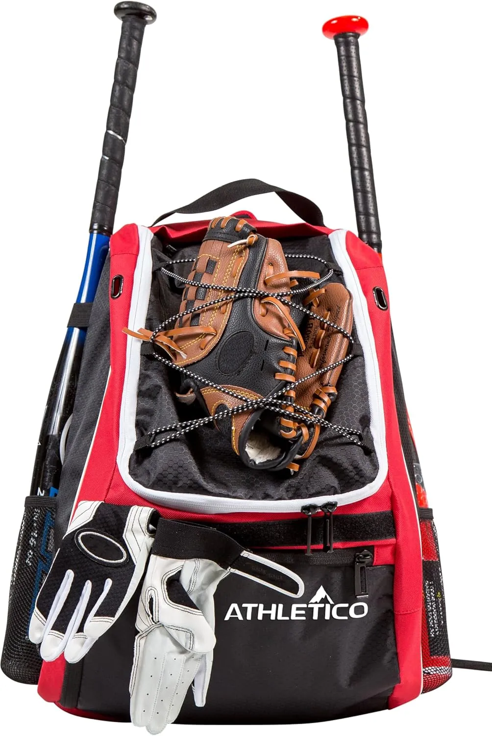 Athletico Baseball Bat Bag - Backpack for Baseball, T-Ball & Softball Equipment & Gear for Youth and Adults | Holds Bat, Helmet, Glove, & Shoes |Shoe Compartment & Fence Hook