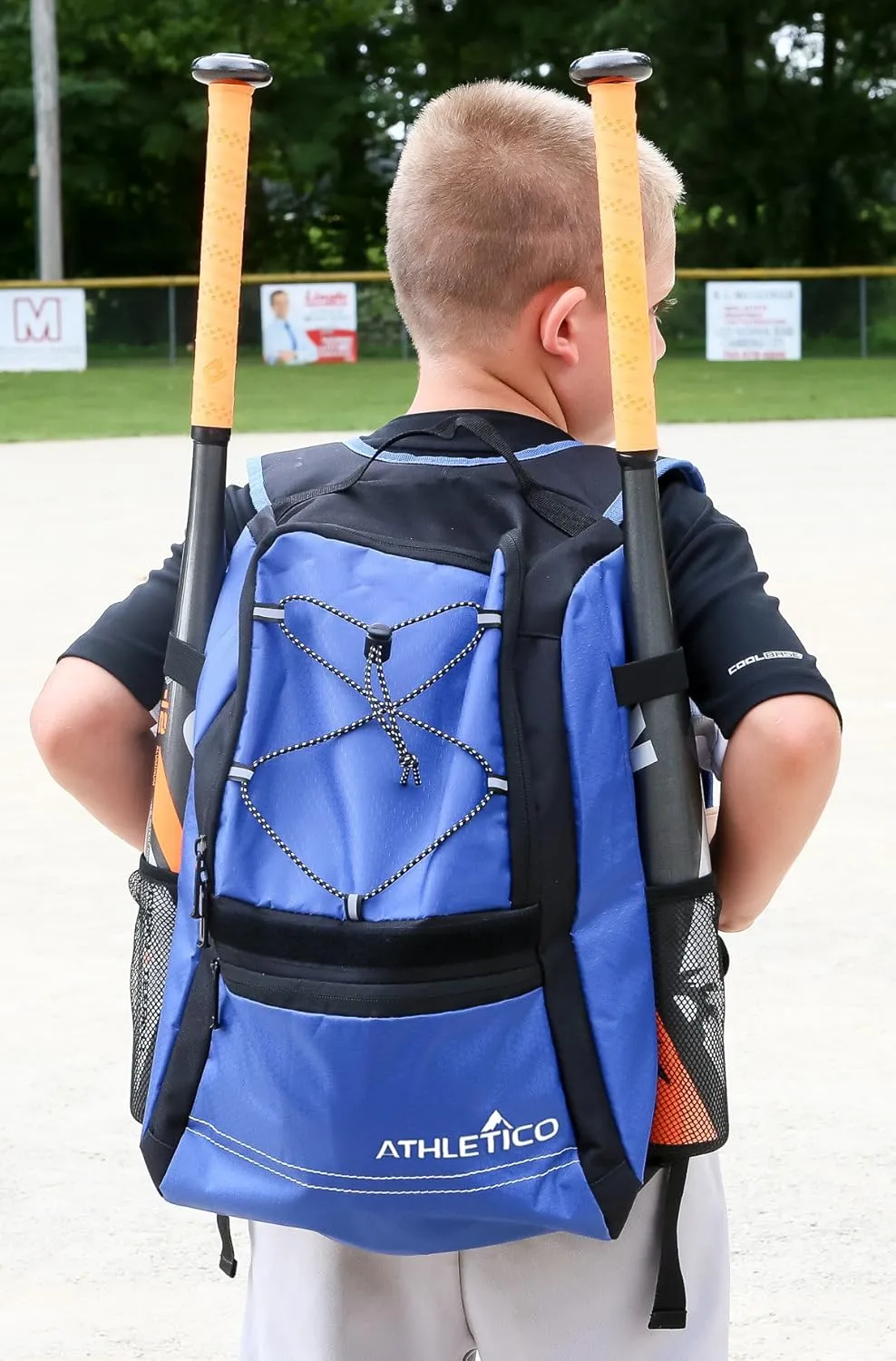 Athletico Youth Baseball Bag - Bat Backpack for Baseball, T-Ball & Softball Equipment & Gear | Holds Bat, Helmet, Glove | Fence Hook