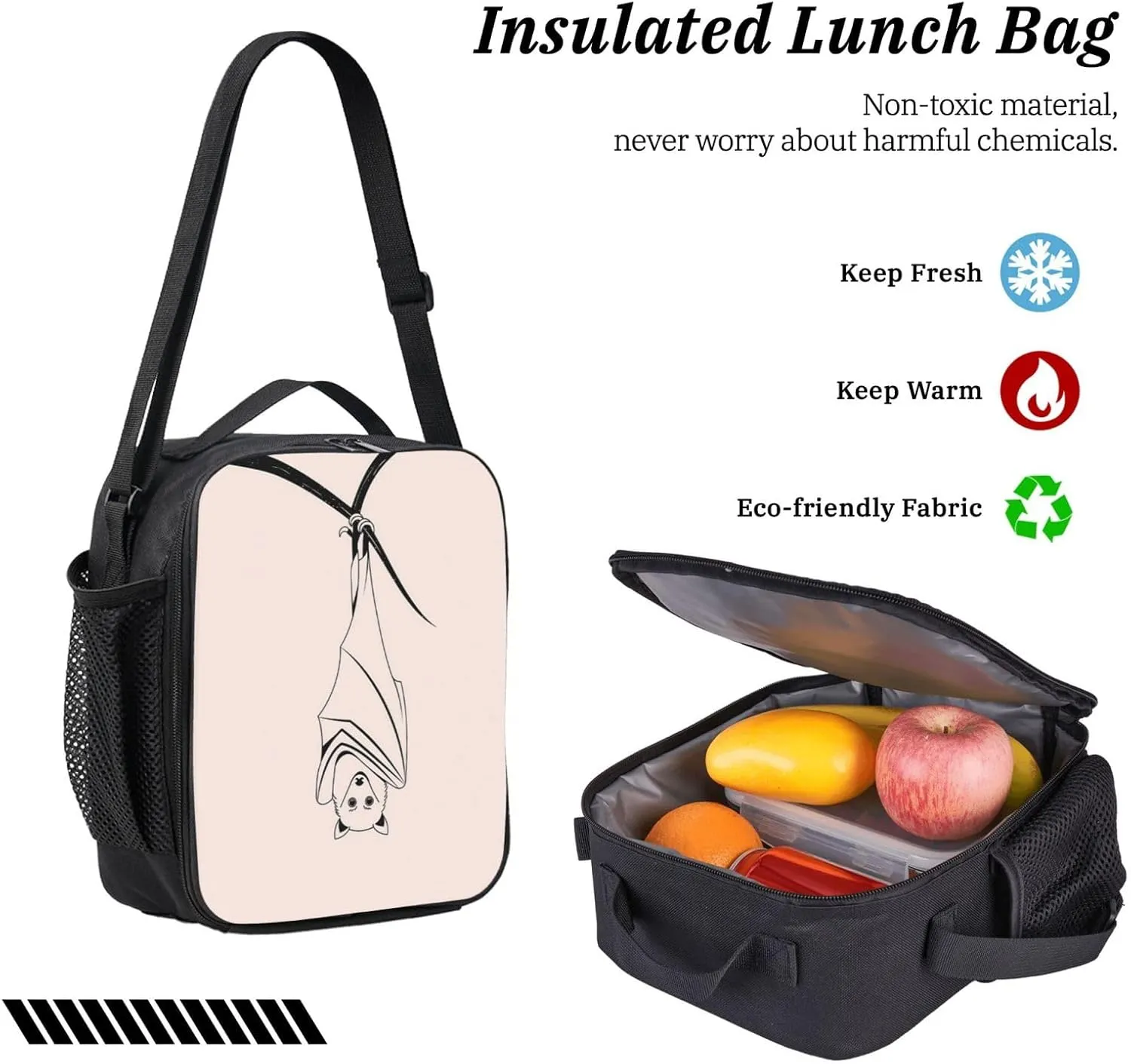 Backpack Lunch Box and Bag 3PCS Large Capacity Travel Backpack Suitable Work Outdoor Sport for Woman Man Upside-down Bat