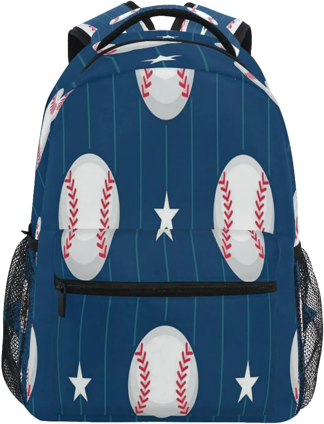 Backpacks for Teacher Nurse Waterproof Outdoor Backpack with Chest Strap for Travel Trip Blue and White Baseball Stars