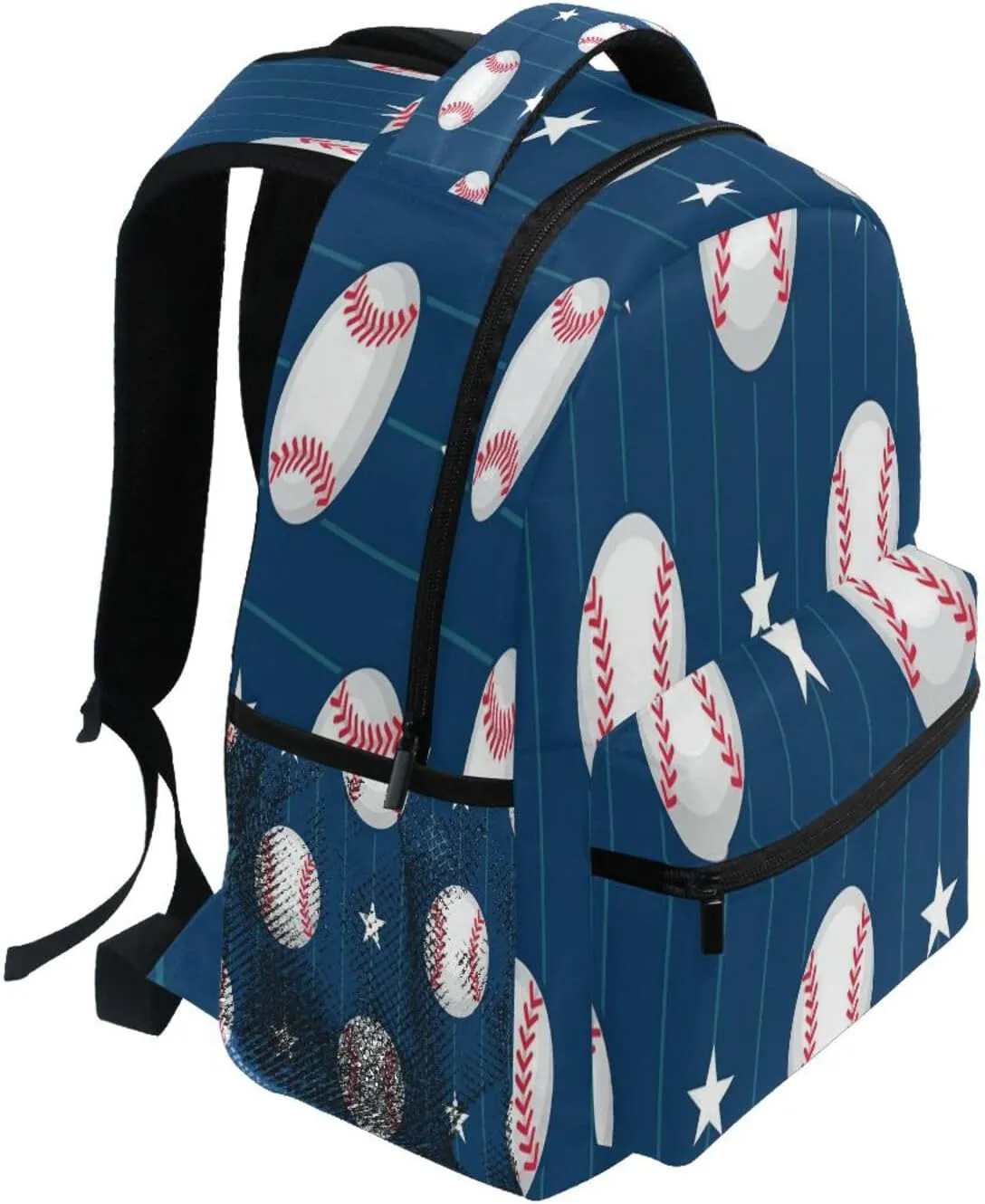Backpacks for Teacher Nurse Waterproof Outdoor Backpack with Chest Strap for Travel Trip Blue and White Baseball Stars