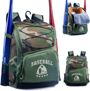 Baseball Bag for Youth & Adult with 4 Bat Sleeves - Softball Bat Bag with Shoe Compartment - Baseball Backpack for T-Ball, Softball Equipment, Baseball Gear, Baseball Bags for Boys 8-12