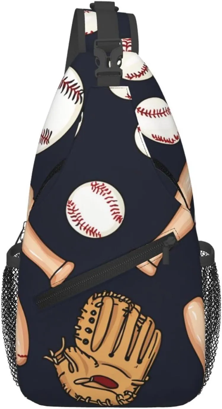 Baseball Glove Bat Chest Bags Crossbody Sling Bag Shoulder Bag Travel Hiking Daypack For Men Women