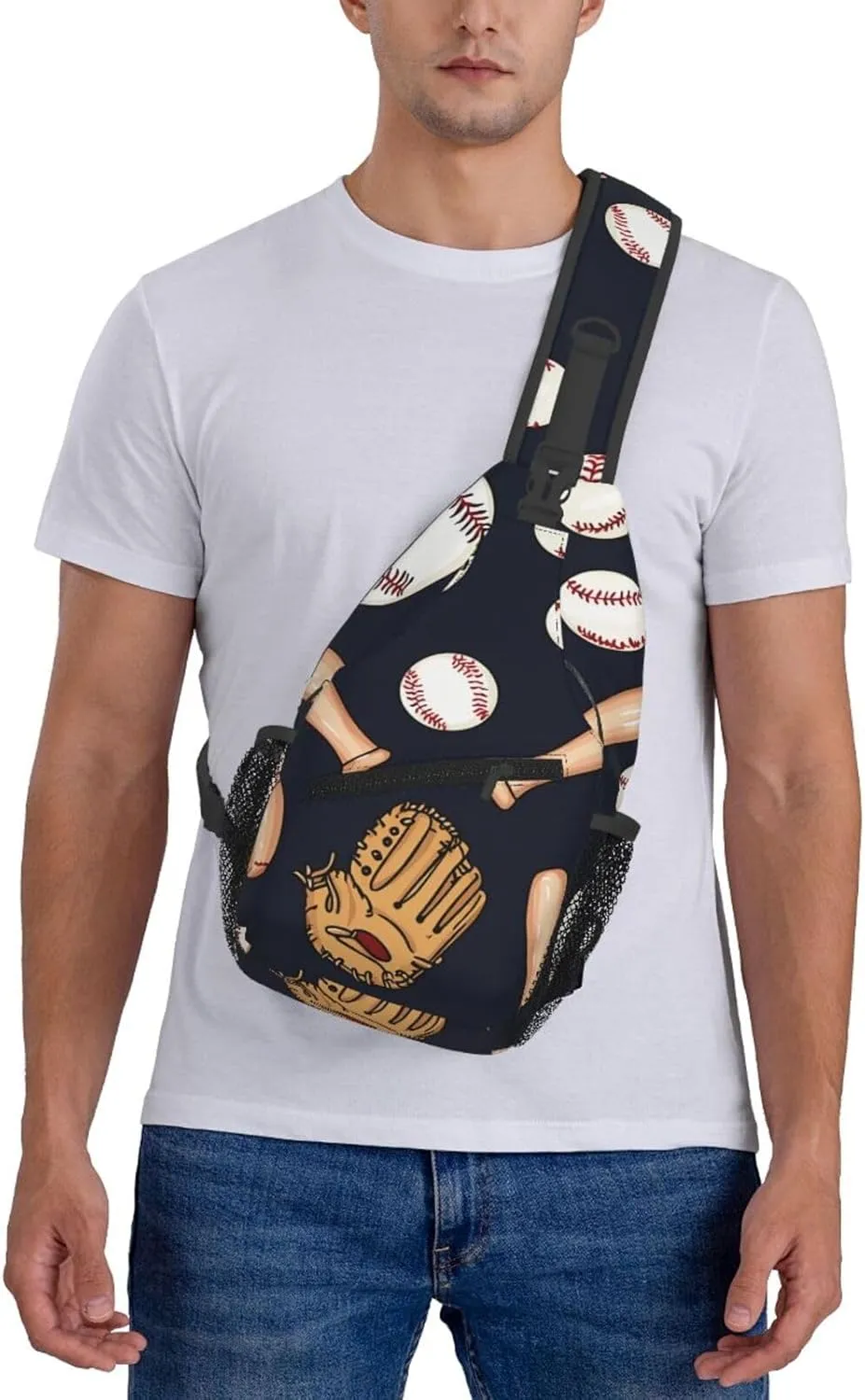 Baseball Glove Bat Chest Bags Crossbody Sling Bag Shoulder Bag Travel Hiking Daypack For Men Women