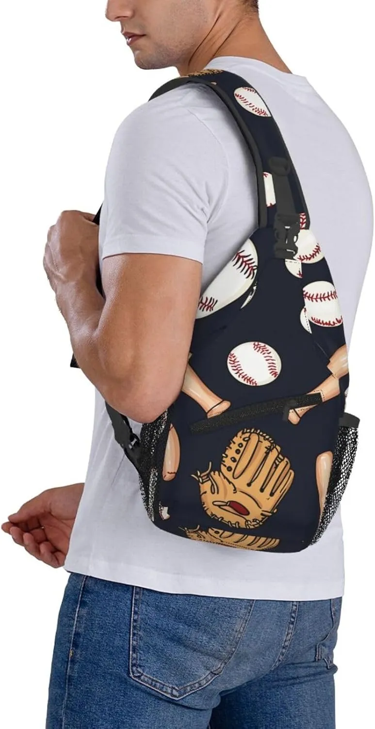 Baseball Glove Bat Chest Bags Crossbody Sling Bag Shoulder Bag Travel Hiking Daypack For Men Women