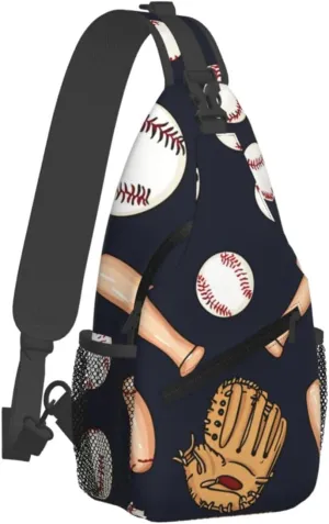 Baseball Glove Bat Chest Bags Crossbody Sling Bag Shoulder Bag Travel Hiking Daypack For Men Women