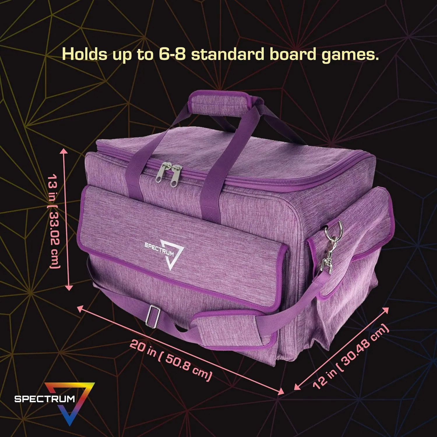 BCW Spectrum Board Game Bag | Durable Duffle for 6-8 Board Games | Expandable Pockets & Storage | Comfortable Removable Shoulder Strap | Easy Top & Side Access