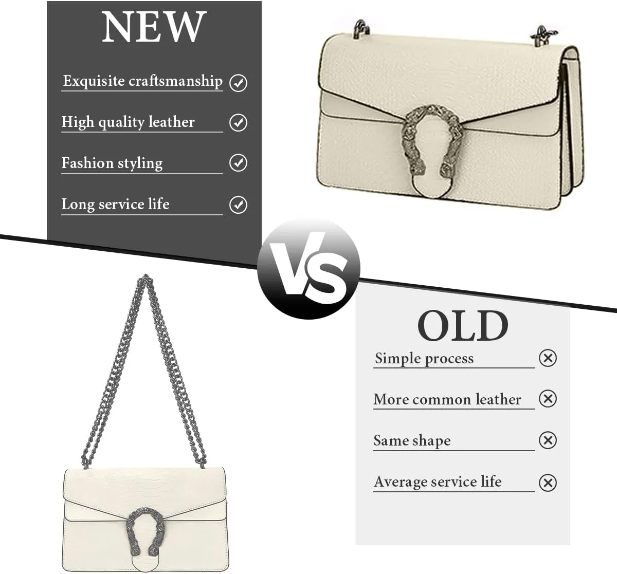 Bealin Women's Crossbody Shoulder Bag Retro Snake Print Square Satchel Handbag Chain Strap Clutch Leather Bag