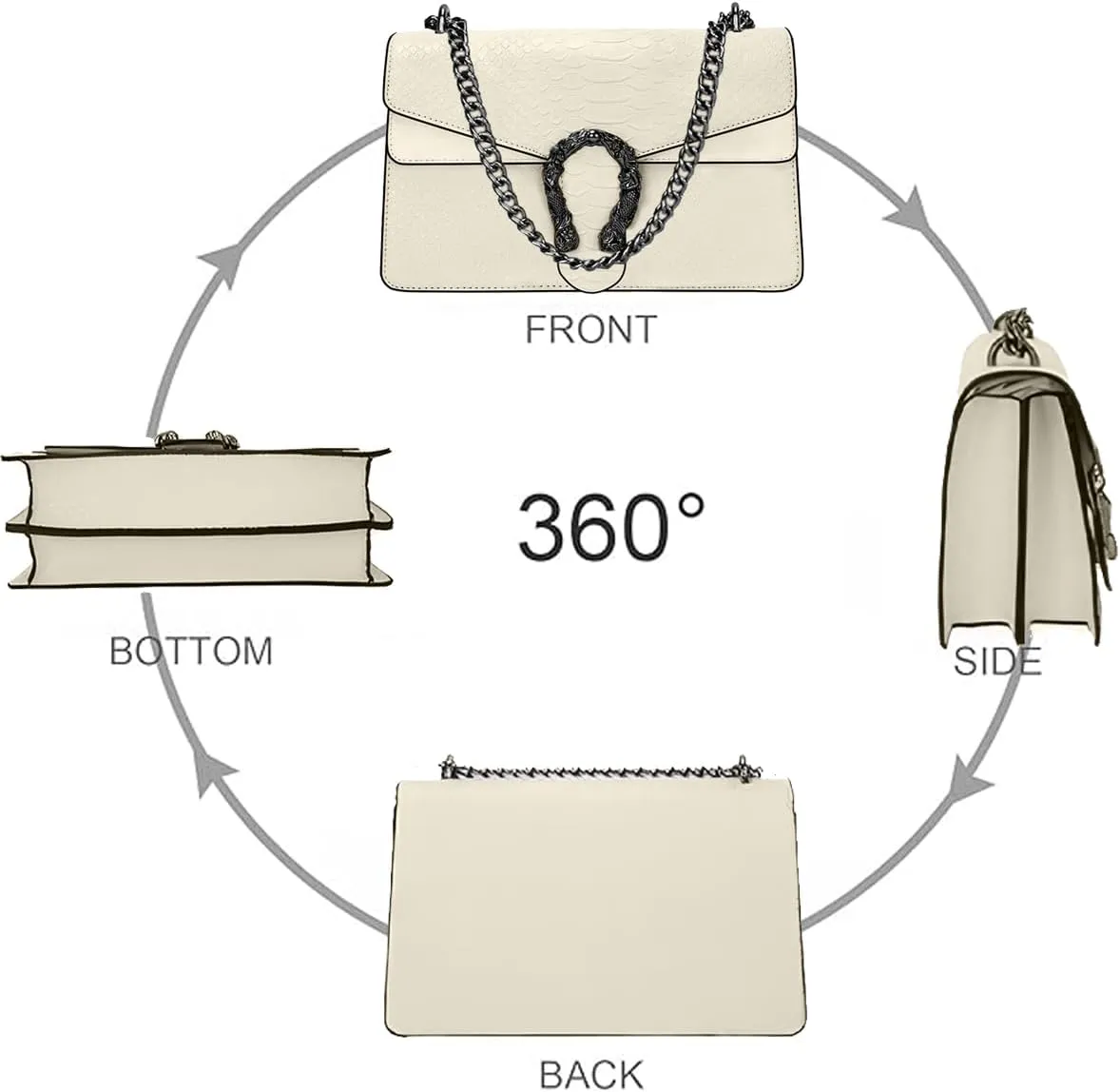 Bealin Women's Crossbody Shoulder Bag Retro Snake Print Square Satchel Handbag Chain Strap Clutch Leather Bag