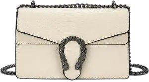 Bealin Women's Crossbody Shoulder Bag Retro Snake Print Square Satchel Handbag Chain Strap Clutch Leather Bag