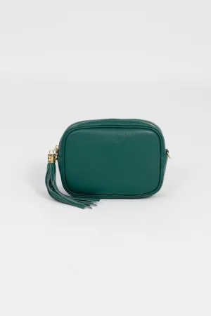Beau Italian Leather Crossbody Bag - Emerald Green, Pebbled