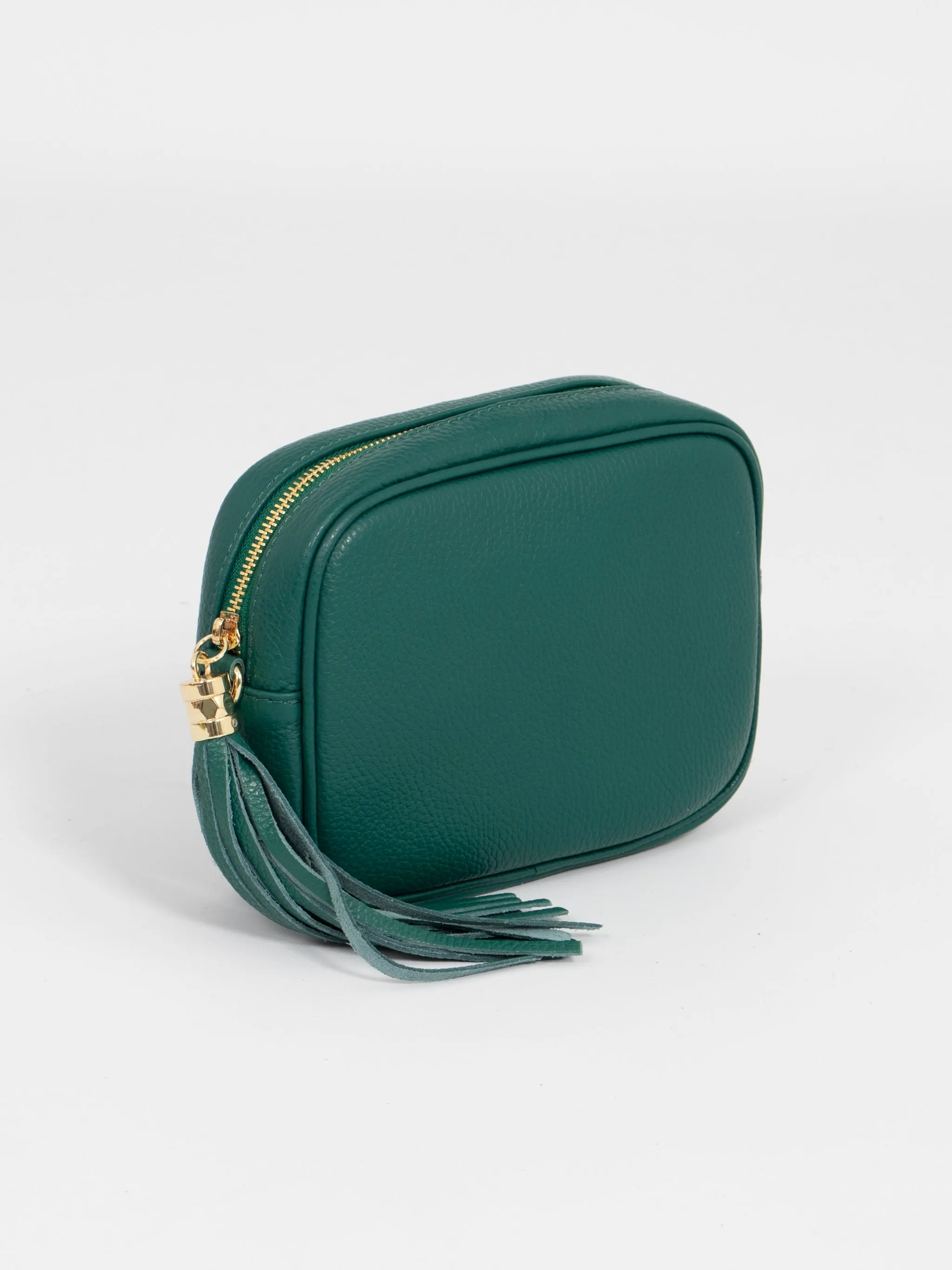 Beau Italian Leather Crossbody Bag - Emerald Green, Pebbled