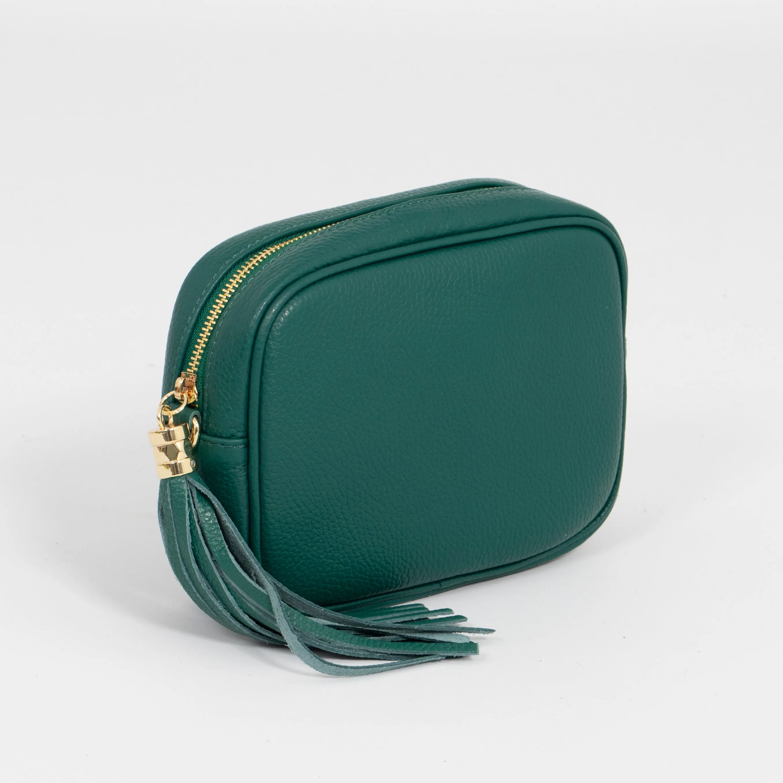 Beau Italian Leather Crossbody Bag - Emerald Green, Pebbled