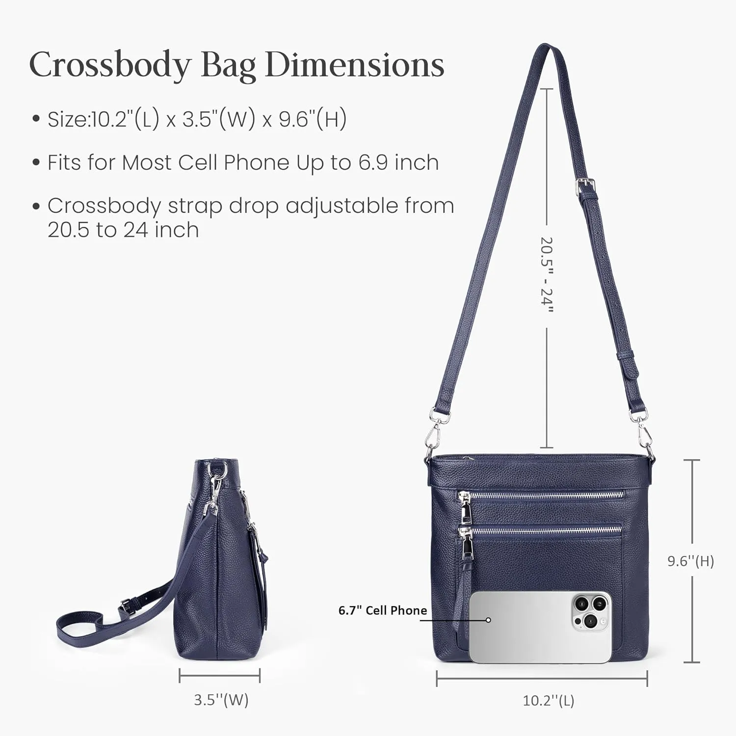 befen Genuine Leather Crossbody Bags for Women, Women's Lightweight Medium Crossbody Shoulder Purses Handbags