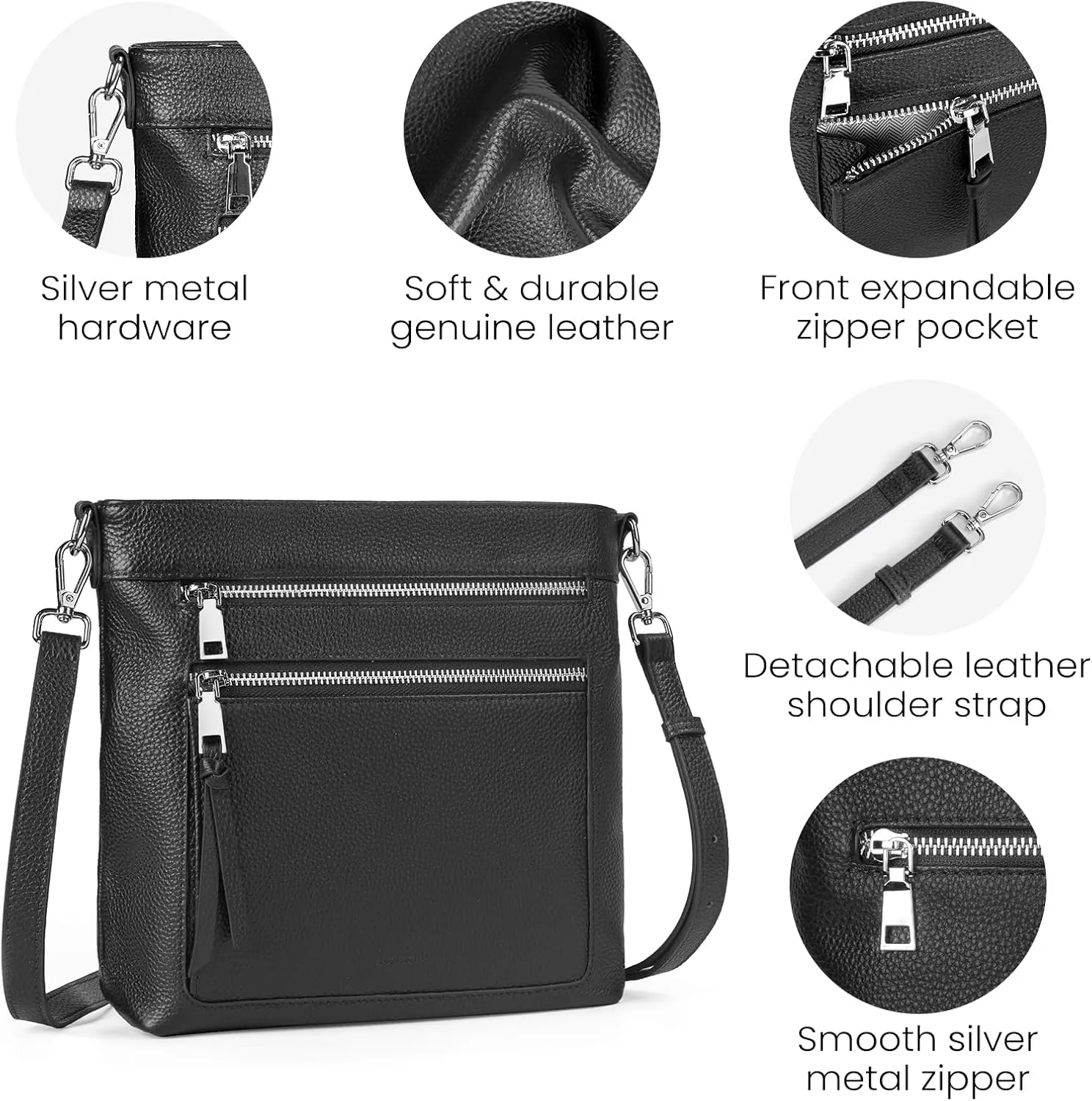befen Genuine Leather Crossbody Bags for Women, Women's Lightweight Medium Crossbody Shoulder Purses Handbags