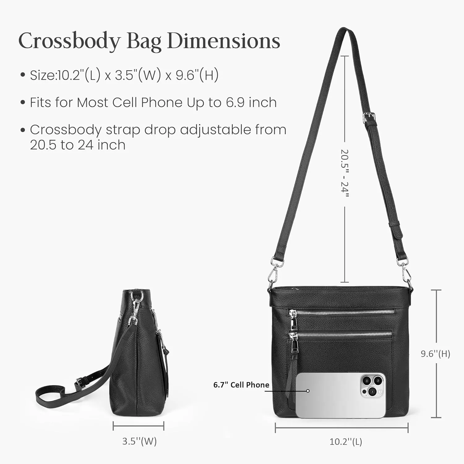 befen Genuine Leather Crossbody Bags for Women, Women's Lightweight Medium Crossbody Shoulder Purses Handbags