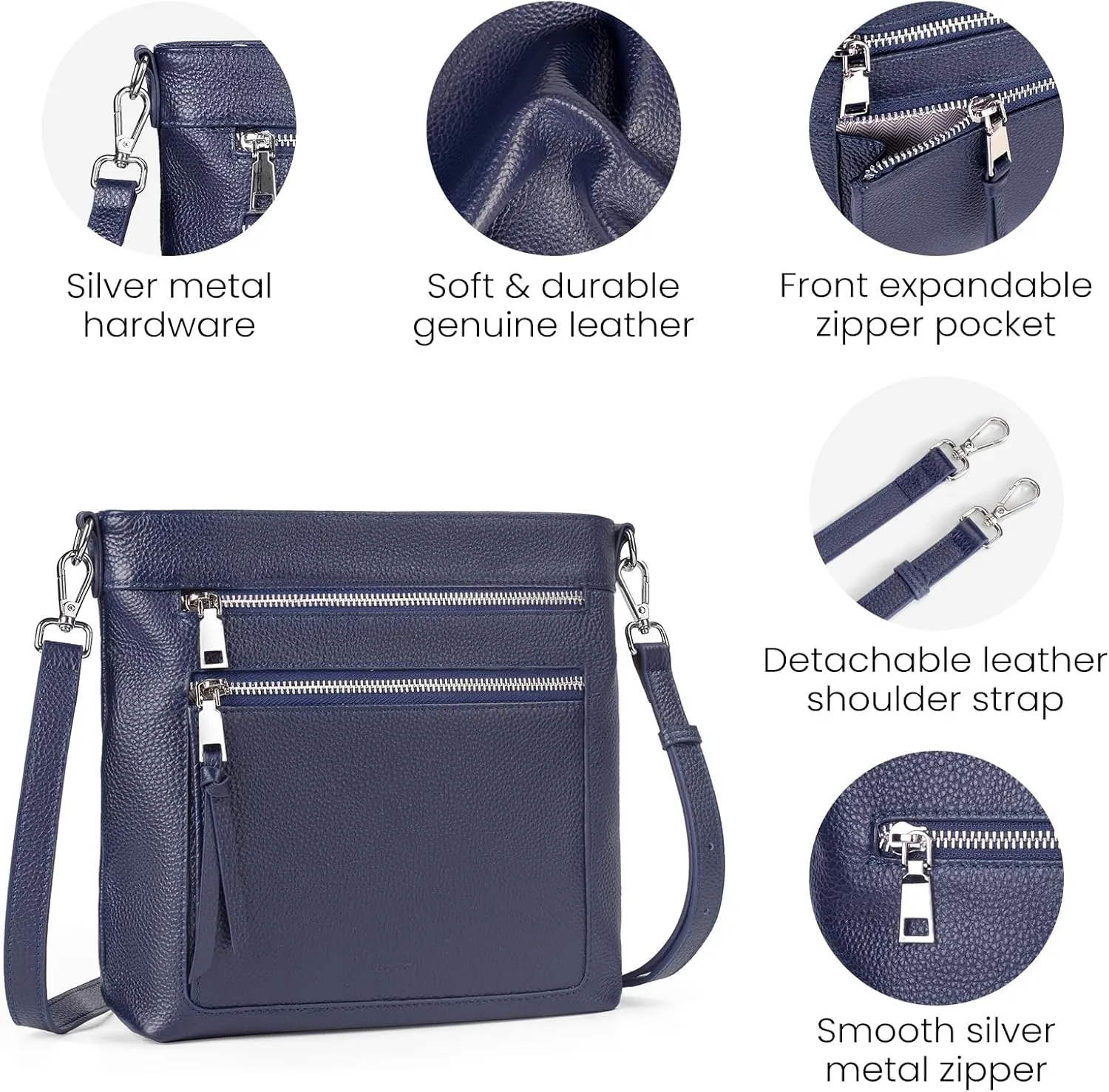 befen Genuine Leather Crossbody Bags for Women, Women's Lightweight Medium Crossbody Shoulder Purses Handbags