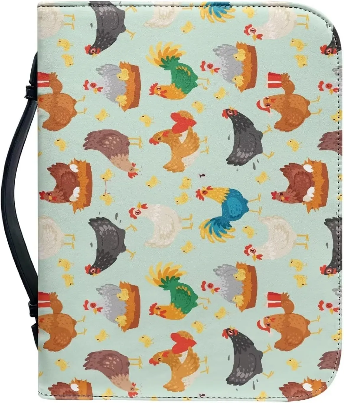 Bible Cover for Women Men Rooster Chicken Bible Tote Bags with Top Handle and Pockets Large Capacity Church Handbags for Study Bible Pray Workship