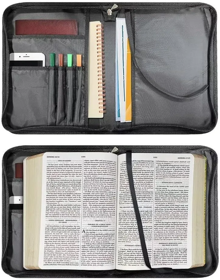 Bible Cover for Women Men Rooster Chicken Bible Tote Bags with Top Handle and Pockets Large Capacity Church Handbags for Study Bible Pray Workship