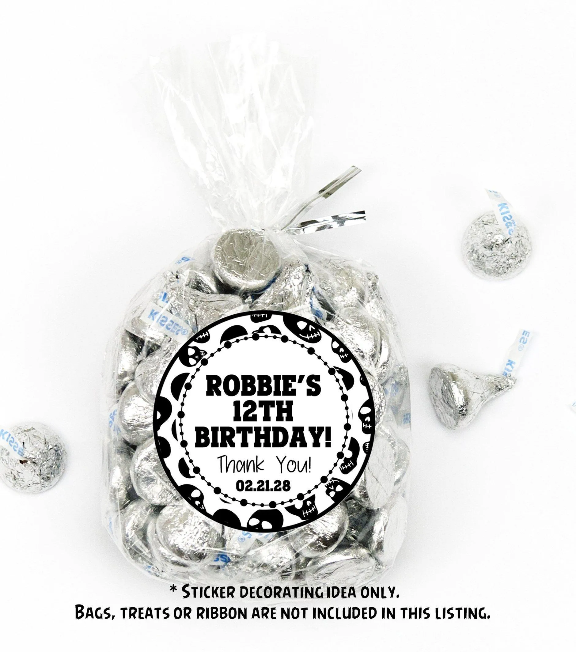 Black And White Skull Birthday Stickers