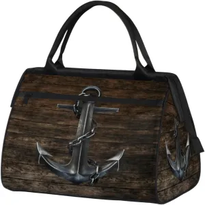 Black Iron Anchor Hardwood Travel Duffel Bag Sports Travel Duffel Bag Waterproof Durable Large Gym Tote Bag Weekender Overnight Bag for Women Travel Gym Yoga