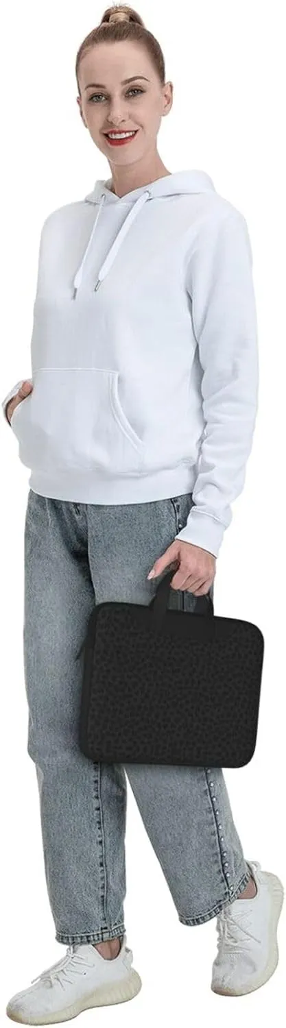 Black Leopard Pattern Print Laptop Bag Premium Laptop Bag With Shock-Absorbing Lining, For Everyday Use And Travel