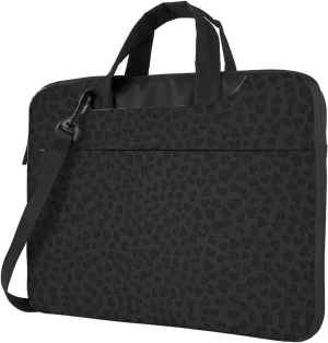 Black Leopard Pattern Print Laptop Bag Premium Laptop Bag With Shock-Absorbing Lining, For Everyday Use And Travel