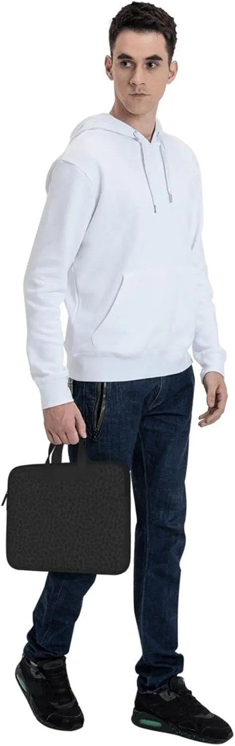 Black Leopard Pattern Print Laptop Bag Premium Laptop Bag With Shock-Absorbing Lining, For Everyday Use And Travel
