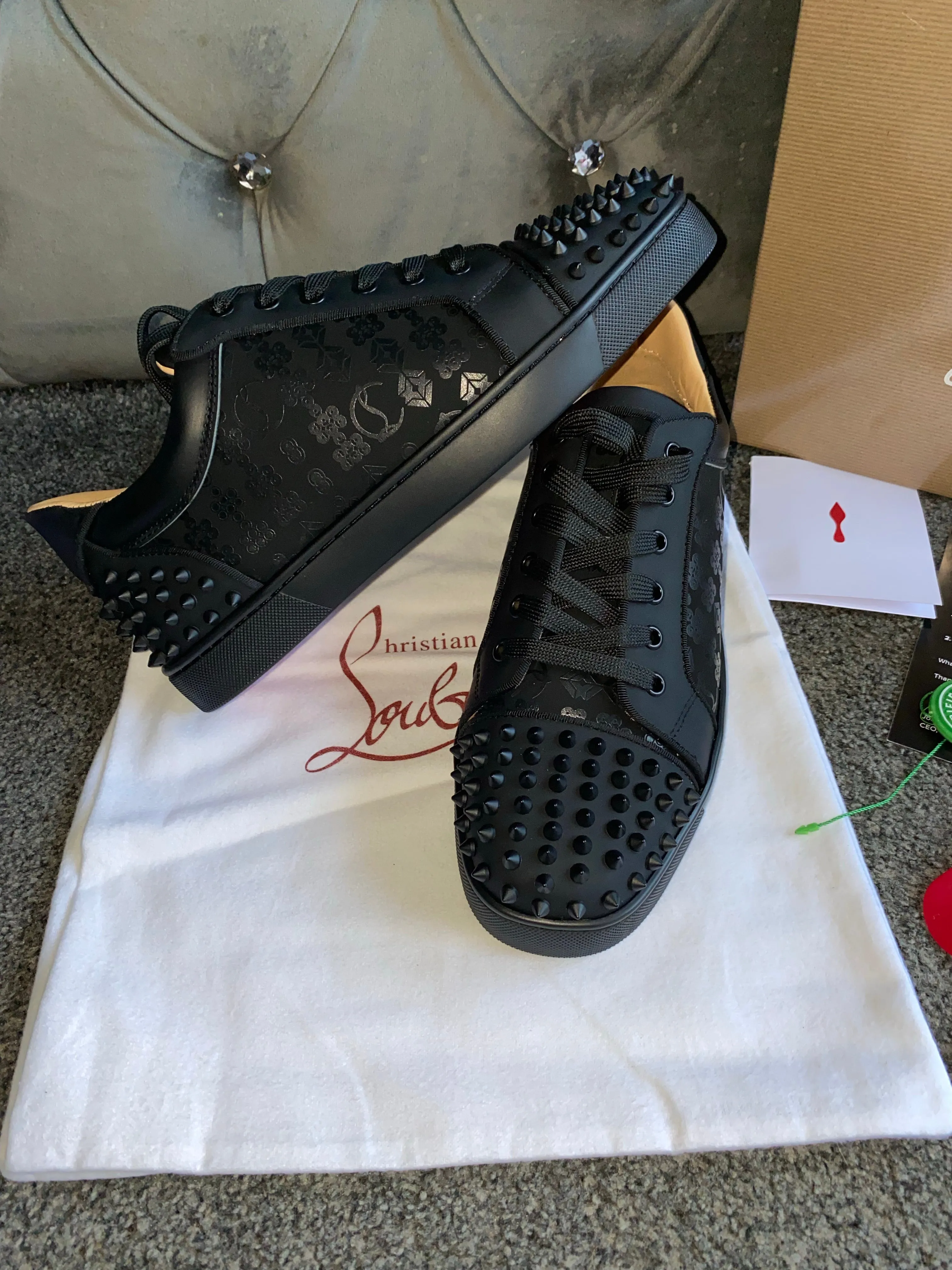 Black Patterned Studded Trainers