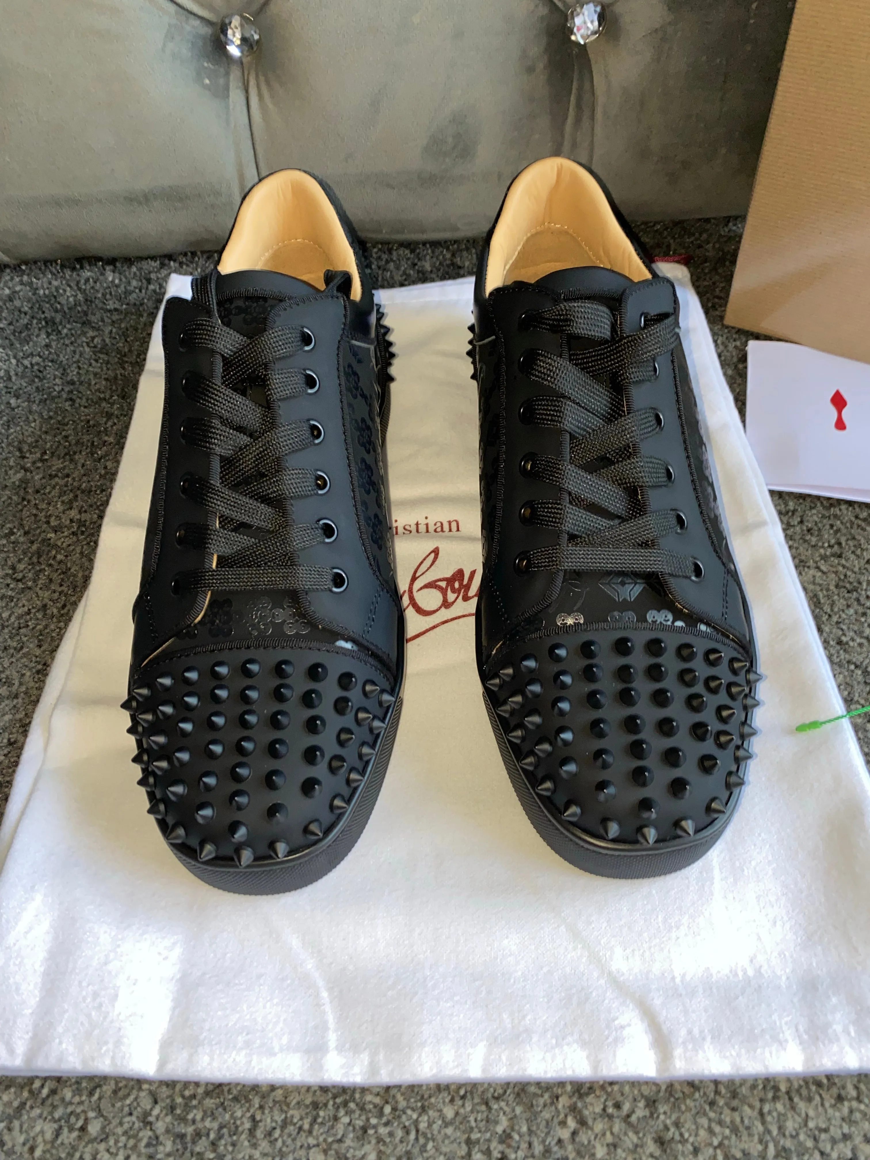 Black Patterned Studded Trainers