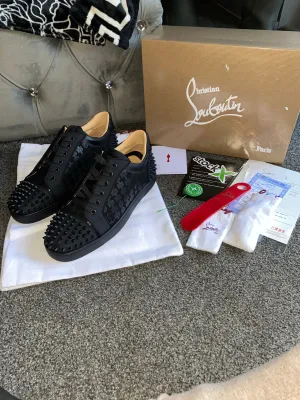 Black Patterned Studded Trainers