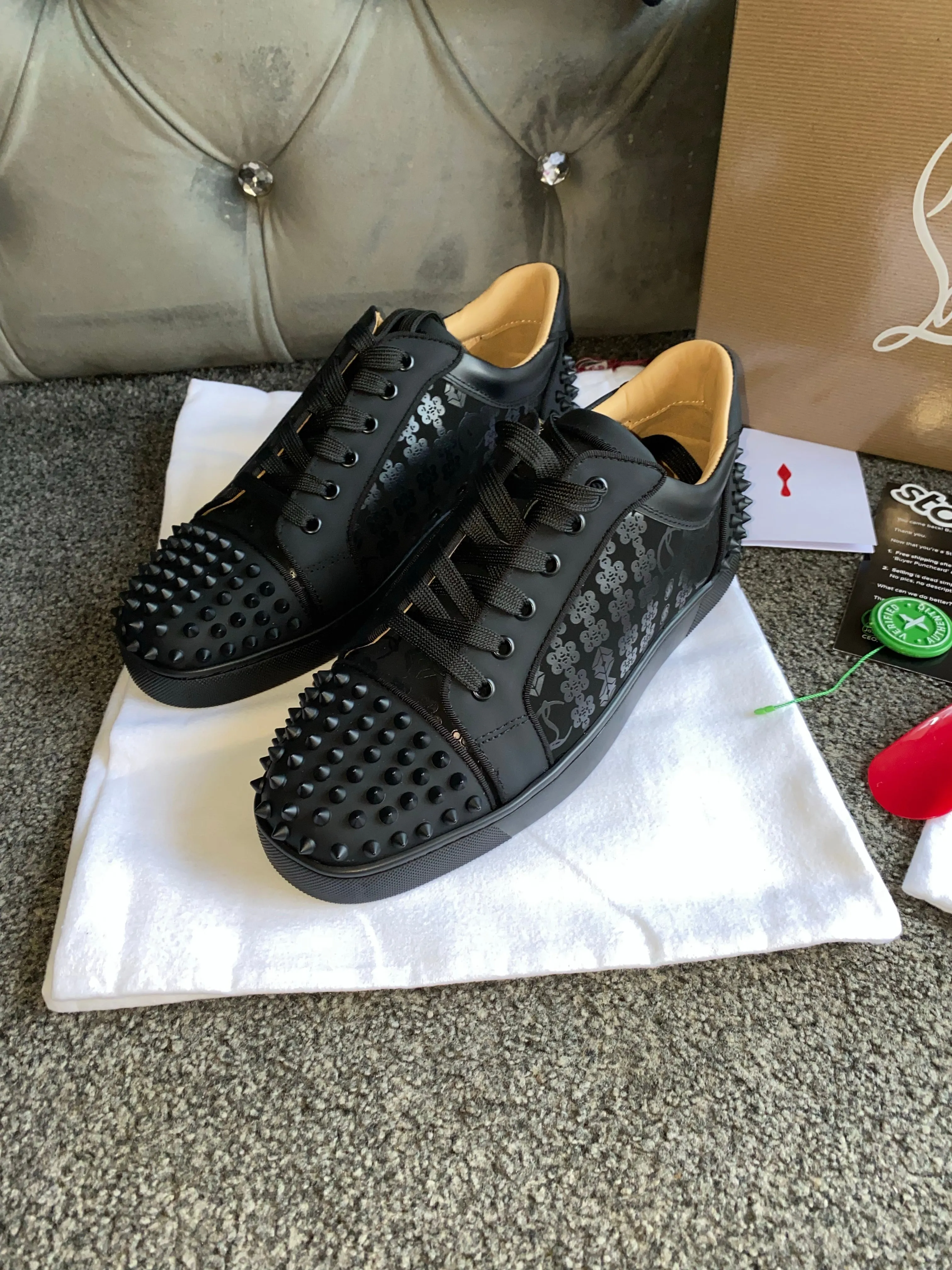 Black Patterned Studded Trainers