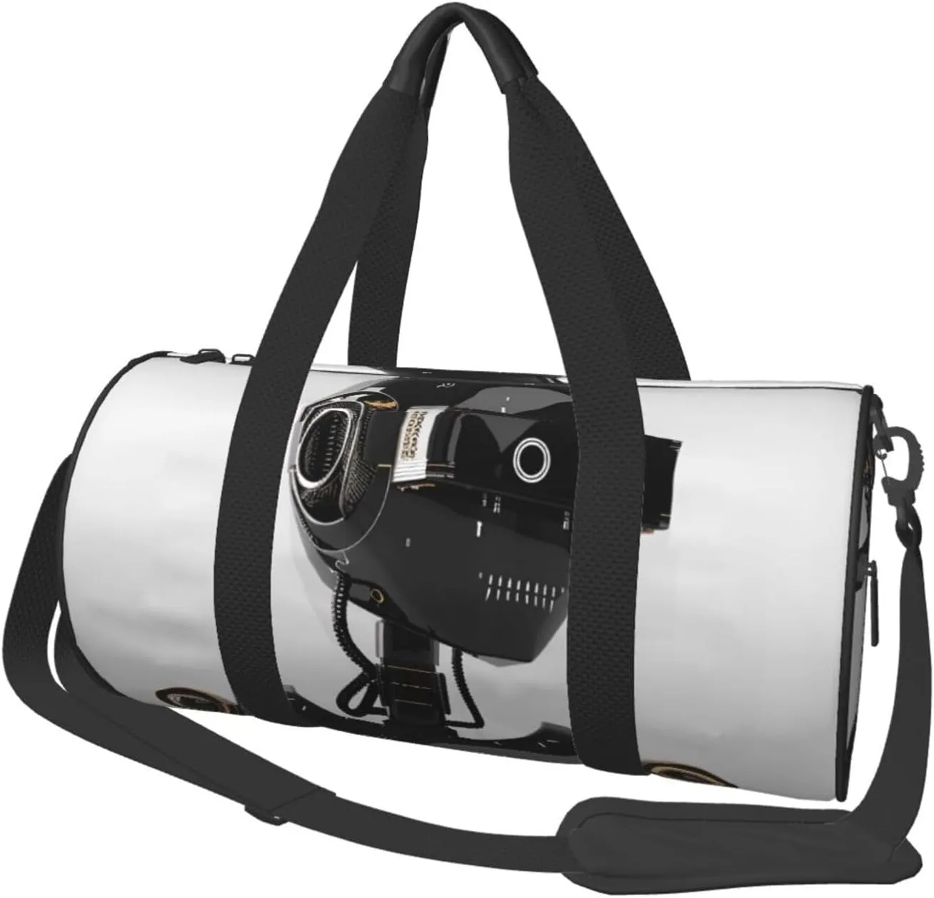 Black robot Printed Sports Gym Bag for Men Women Foldable Duffel Bag Carry On Weekender Bag for Travel Sports