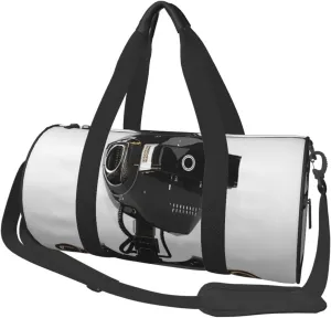 Black robot Printed Sports Gym Bag for Men Women Foldable Duffel Bag Carry On Weekender Bag for Travel Sports